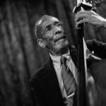 Ron Carter black and white photo with bass